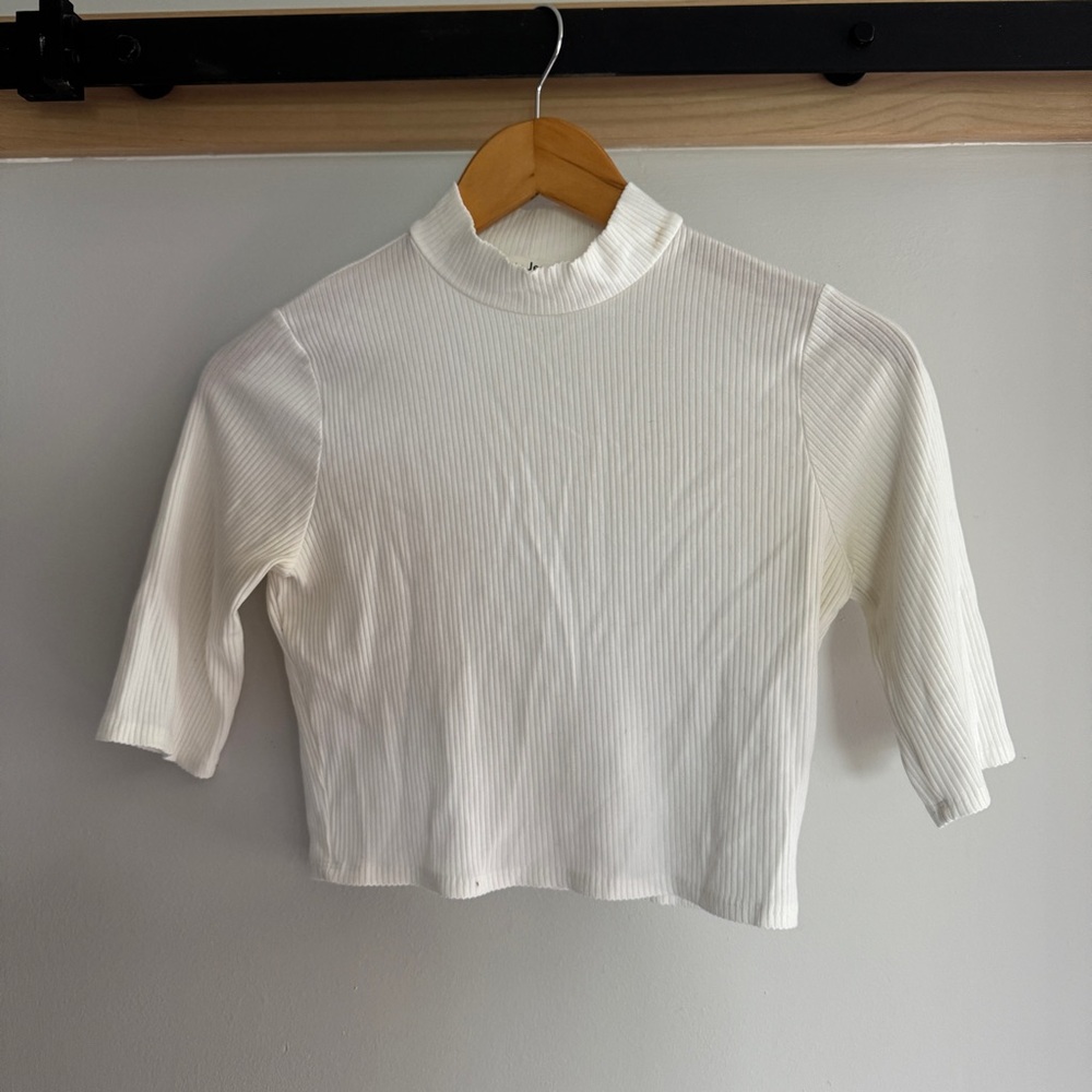 Reformation Cropped Rib Mock-neck Tee